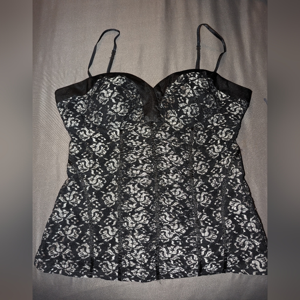Candies silk with lace overlay girls night out tank top